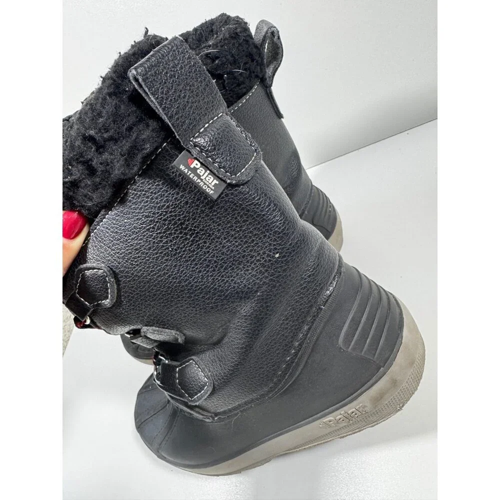 Pajar Waterproof Winter Snow Boots Black Faux Fur Lace-Up Boys Girls 3Y Outdoor